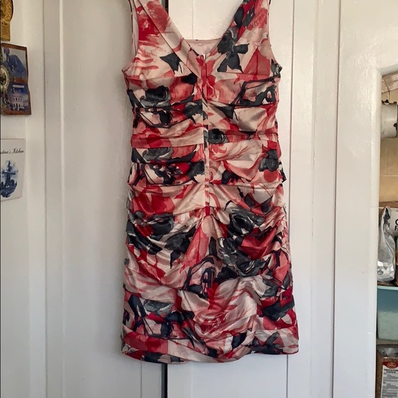 EXPRESS FLOWER ROUCHED BANDAGE BODYCON DRESS SZ 10 NEW LINED - Picture 6 of 11